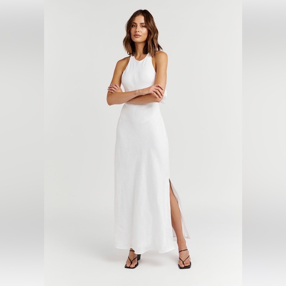 Dissh Andrea White Linen Midi Dress